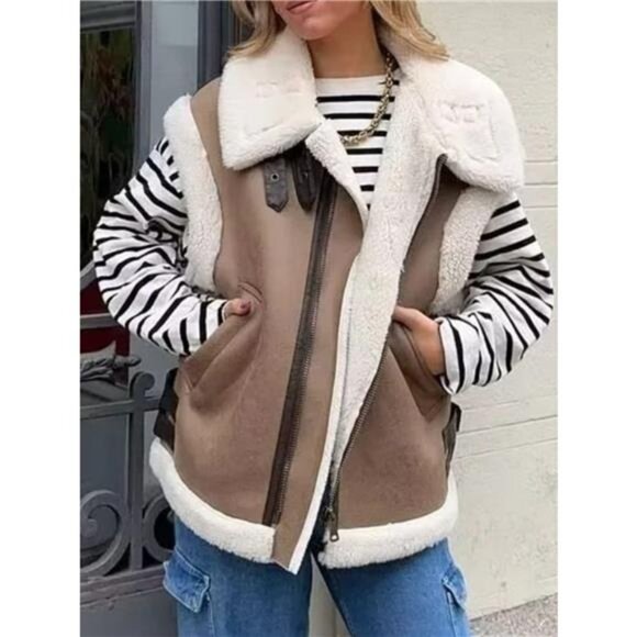 Cozy Faux Shearling Trim Vest Coat - Picture 2 of 4